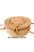 Ata round bag with black flower pattern and lining limited edition 